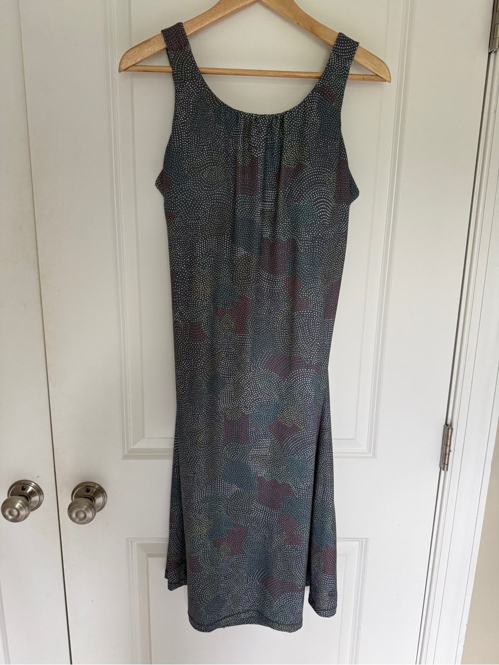 Prana Sleeveless Midi Dress in Teal and Plum Tones
